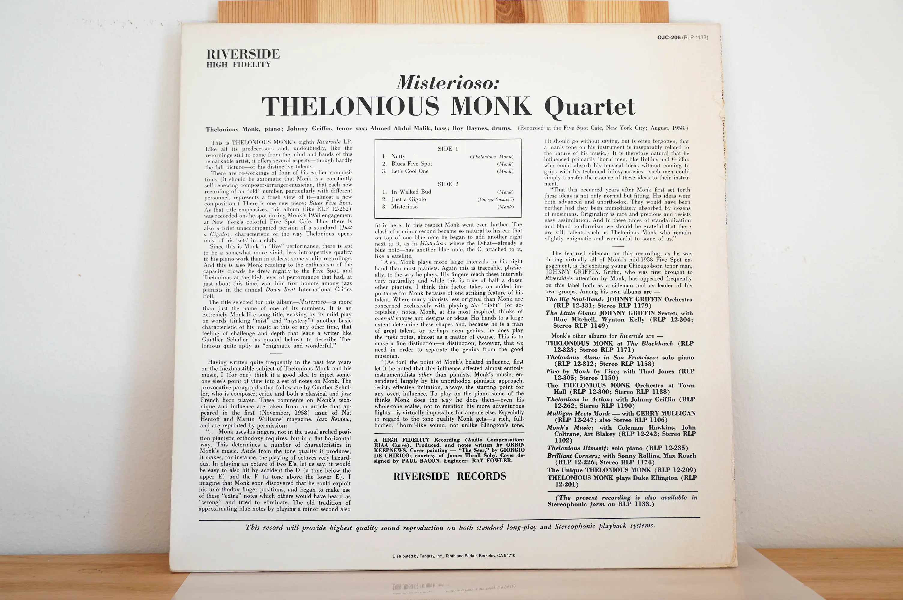 The Thelonious Monk Quartet - Misterioso - Image 4